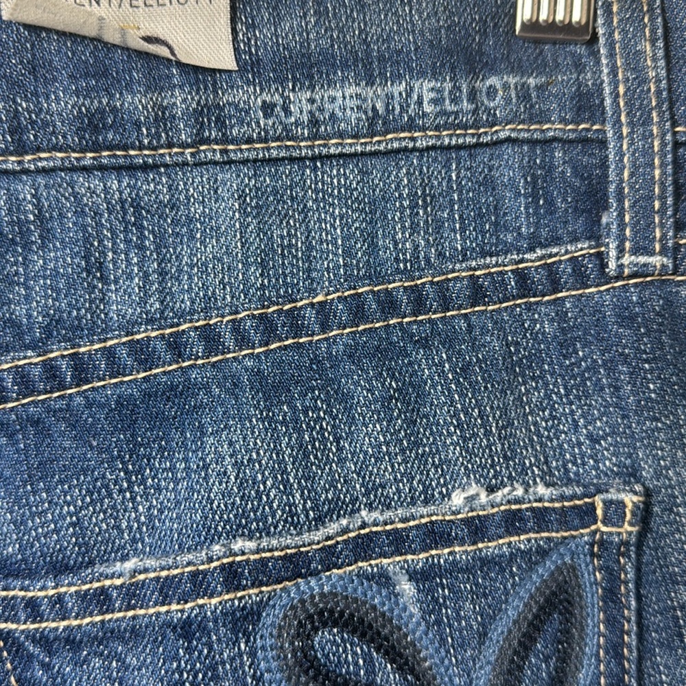 Current/Elliott The Fling Floral Embroidery Distressed Button Fly Jeans Size 27 - Picture 8 of 13